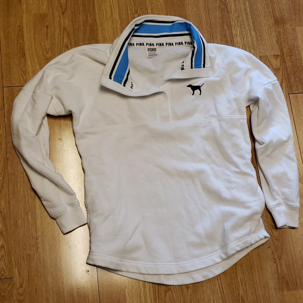 VS Pink white collared pullover sz XS